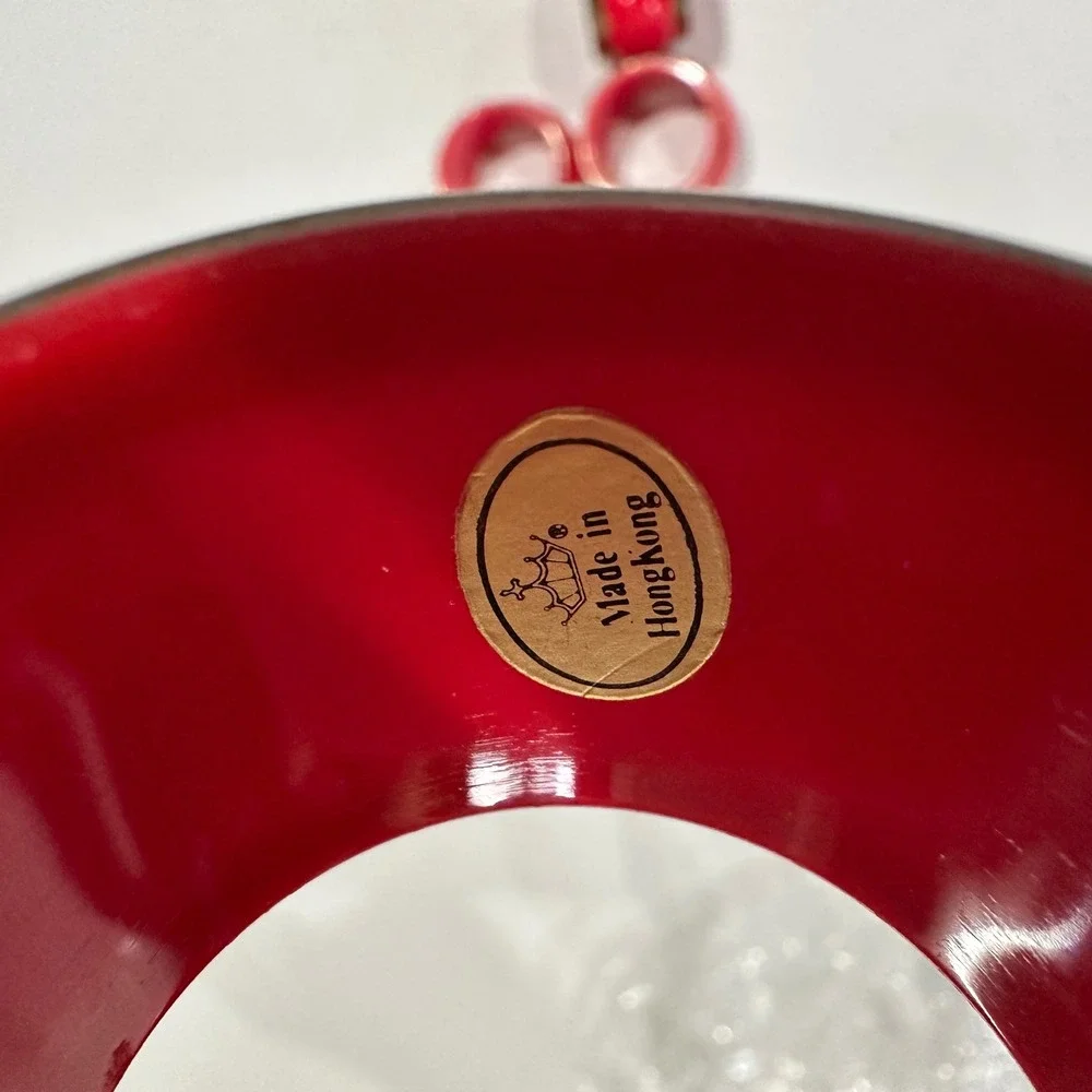 Unbranded‎ MCM Napkin Rings Unisex OS Red Vintage Set of 6 Gold Trim Hong Kong